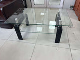 Tempered Clear Glass Coffee Table, 2-Layers Coffee Table Living Room Center Table W171891784