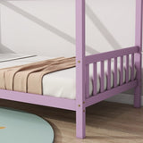 Twin House Bed with Headboard and Footboard, Twin Rubber Wood Bed with House Frame,Pink W504P225964