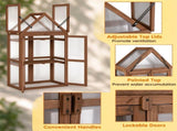 Wooden Cold Frame Mini Greenhouse with 2 Adjustable Shelves, Transparent PVC Cover, Lockable Double 33787542