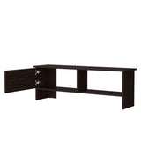 Stained Walnut Point Entertainment Center with a Door and Open Storage B062P290232