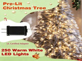 7FT Gray Pre-Lit Feather Style Christmas Tree, , 614 Branch Tips, 250 Warm White LEDs, Hinged 60552857