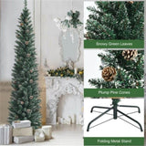 7FT Green Artificial Christmas Tree - 351 Lush Tips, 41 Realistic Pine Cones, Foldable Metal Stand 83960671