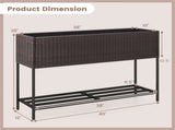 Brown PE Rattan Elevated Planter with Lower Shelf, 101.630.4871.12cm Raised Garden Bed with 77042175