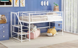 Mid Loft Bed with Storage stairs, Twin, White MF323325AAK