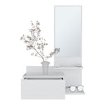 ZUN Vienna 23.6" Wide 3-Tier Shelf Floating Mirror Console Table, Full Extension Drawer White B070P242498