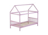 Twin House Bed with Headboard and Footboard, Twin Rubber Wood Bed with House Frame,Pink W504P225964