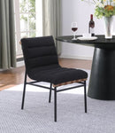 ZUN Lahni Black Boucle Fabric Set of 2 Dining Chair with Black Iron Legs B061P234544