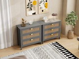3 Drawer Cabinet,Natural rattan,American Furniture,Suitable for bedroom, living room, study W68858065