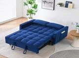 The 55-inch dreamlike blue velvet sofa is elegant and convenient with pockets, cleverly interpreting 32908326