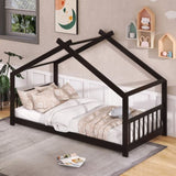 Twin Size House Bed Wood Bed, Espresso N708P182785P