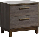 Contemporary 1pc Nightstand Two Tone Antique Gray Bedroom Furniture Nightstand Center Metal Glides B01149998