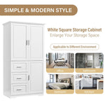 ZUN Tall and Wide Storage Cabinet with Doors for Bathroom/Office, Three Drawers, White WF299285AAK