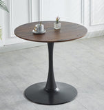 ZUN 31.5"BLACK AND WALNUT Tulip Table Mid-century Dining Table for 2-4 people With Round Mdf Table Top, W234P143406