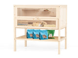 31.5 " Fir Wood Hamster Cage with Flip Mesh Roof, Multi-Level Activity Areas & Bottom Storage Shelf 23830864