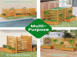 No-Dig Fir Wood Privacy Fence with Planter Boxes, 3-Panel AC Unit Screen for Outdoor Trash/Pool 03301084
