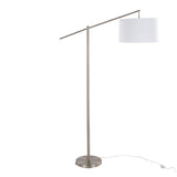 Casper 69" Contemporary Metal Floor Lamp in Brushed Nickel with Off-White Linen Shade from Grandview B202P223998