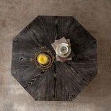 Octagon Coffee Table,38" Retro Style Wood Center Table with Three-Dimensional Embossed W3158P297432