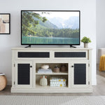 ZUN Embossed Pattern TV Stand, TV and Media Console with Open and Closed Storage Space and sliding door W1758P231682