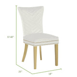 Eva 2 Piece Gold Legs Dining Chairs Finished with Velvet Fabric in Beige B00960895