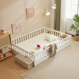 Fence Bed With Door With Board White Painted Pine Full Children's Bed 22080146