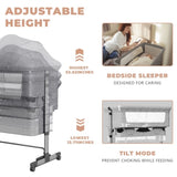 Baby Bassinet Bedside Sleeper Adjustable Portable Bed with Mosquito Nets,Grey 85421198