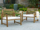 Outdoor Acacia Wood Club Chairs, 2-Pcs Set, Natural Stained / White, 25.5"D x 24.5"W x 33.0"H 56836.00