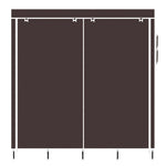 ZUN 67" Clothes Closet Portable Wardrobe Clothes Storage Rack 12 Shelves 4 Side Pockets Dark Brown 71588089