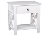 Side Intersection Style Bedside Table Coffee Table with Two-layer Drawer White 67677347
