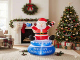 4.8FT Rotating Sitting Santa Inflatable, 4 LED Lights, 210D Polyester Christmas Decor, US Plug 93001971