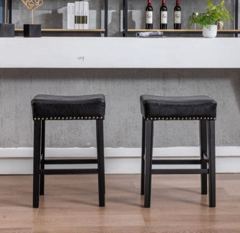 ZUN Furniture,Counter Height 26" Bar Stools for Kitchen Counter Backless Faux Leather Stools Farmhouse 33861028