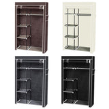 64" Portable Closet Storage Organizer Wardrobe Clothes Rack with Shelves Dark Brown 40344709
