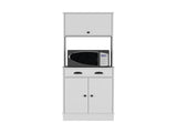 Apex Kitchen Pantry 66.3" H with Drawer, 2 Cabinets, and Microwave Stand, White B097P199736