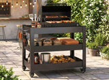 Outdoor Grill Cart Table with Handles, Indoor and Outdoor Pizza Oven Table with Lockable 34702390