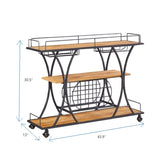 ZUN Painted Bar Cart, With Wine Rack And Glass Holder, For Kitchen, Serving, Hotel, Brown 28174656