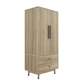 Density board pasted with triamine 9398-1 oak color black copper feet 2 doors 2 drawers with clothes 83228701