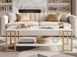 2-Tier Modern Coffee Table with Open Storage Shelf for Living Room & Robot Vacuum Friendly 14480497