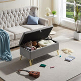 Fashion light Grey Velvet Fabric Upholstered large storage rectangular bench for Entryway W2082P176563