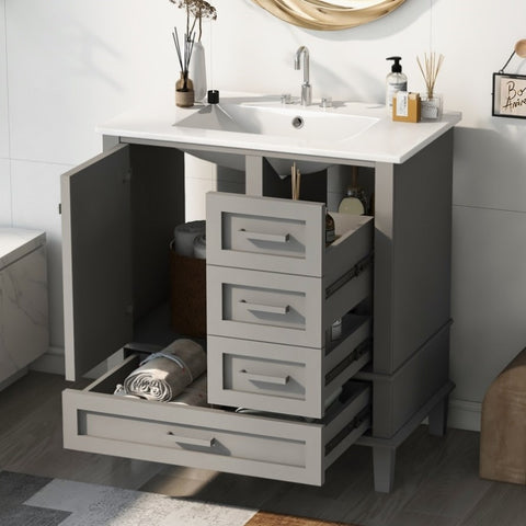 ZUN 30" Bathroom Vanity , Modern Bathroom Cabinet with Sink Combo Set, Bathroom Storage Cabinet with a WF321698AAE