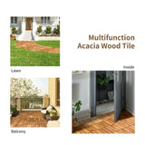 27 multifunctional outdoor floor tiles, 12" x 12" albizia wood interlocking terrace tiles 85585737