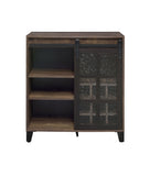 Rustic Oak and Black Wine Cabinet with Door B062P191067