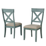 ZUN Prato Wood Cross Back Upholstered Dining Chairs, Set Of 2, Antique Blue T2574P164552