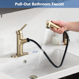 Bathroom Faucet with Pull Out Sprayer, Single Handle Modern Bathroom Basin Faucet with Pop-up W1224P290215