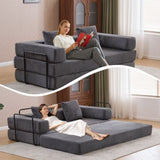 Floor,Compression Sofa,Convertible Floor Sofa Bed-with Pillow Back Support Armrest,Comfy Futon 49204026