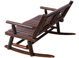 Outdoor Wood Rocking Bench Carbonized Double Rocking Chair for 2 Persons with Wide Curved Seat, T5816P475754