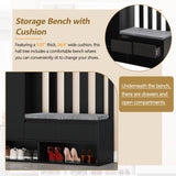 ON-TREND Contemporary 39.3''Wx70.8''H Hall Tree Storage with Cushioned Storage Bench, N721P179243B