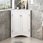 ZUN White Triangle Bathroom Storage Cabinet with Adjustable Shelves, Freestanding Floor Cabinet for Home WF291467AAK