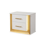 Contemporary Style 2-Drawer Nightstand Made with Wood & Gold Finish B009P152663