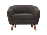 Mid-Century Modern Accent Chair 1pc Charcoal Hued Chenille Fabric Upholstered Channel Stitched Back B011P182508