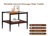 Set of 2 Rectangle End Table, Tempered Glass Tabletop with MDF layer, Modern Table for Living Room , W241P184249