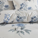 7 Piece Printed Seersucker Comforter Set with Throw Blanket Blue Full/Queen B03597121